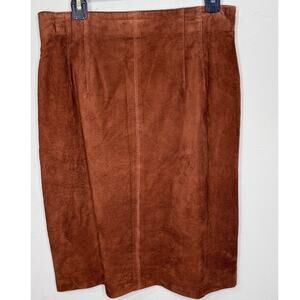 Dana Brooke 90s 100% silky pig Suede leather skirt knee length zip back Size 14